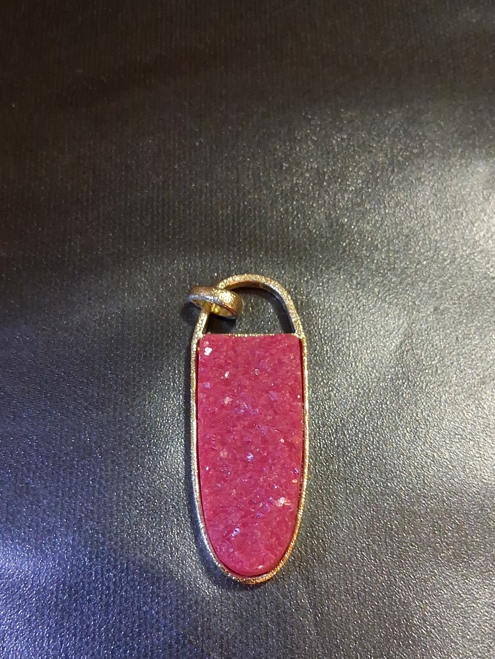 Gold-Edged Red Druzy Pendant Necklace - Women's Jewelry